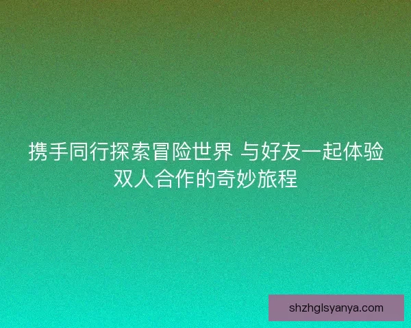 携手同行探索冒险世界 与好友一起体验双人合作的奇妙旅程