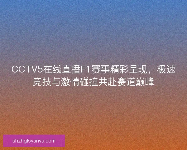 CCTV5在线直播F1赛事精彩呈现，极速竞技与激情碰撞共赴赛道巅峰